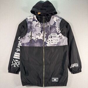Lotuss Cut & Sew‎ Floral Windbreaker Jacket Adult Large Black Blessed Trademark